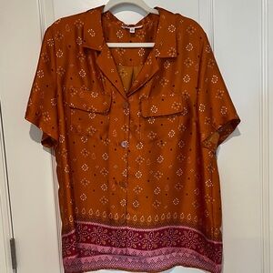 DR2 Men's Orange and Pink Patterned Shirt